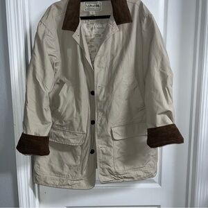 L.L. Bean Men’s  Cream Utility Jacket with Brown Trim